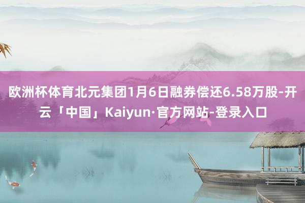 欧洲杯体育北元集团1月6日融券偿还6.58万股-开云「中国」Kaiyun·官方网站-登录入口