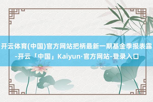 开云体育(中国)官方网站把柄最新一期基金季报表露-开云「中国」Kaiyun·官方网站-登录入口